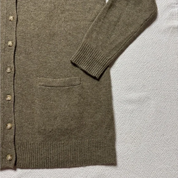 VTG Ralph Lauren Olive Green Wool Angora Vneck Crest Cardigan Sweater L Preppy - Picture 3 of 6